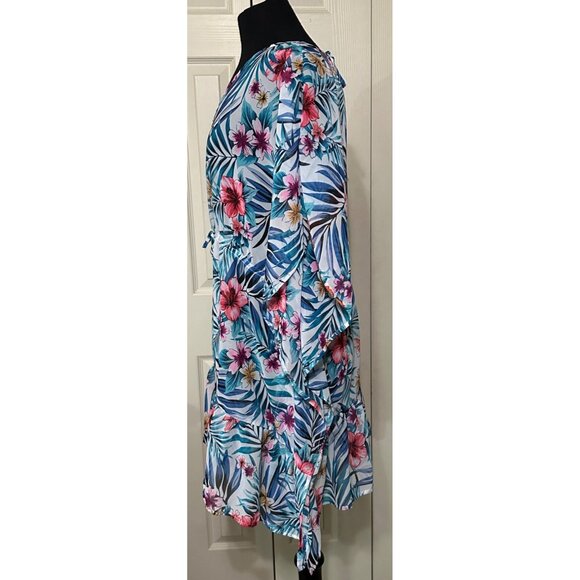 Time & Tru Women's Swimsuit Cover Tropical Print 100% Polyester Size XL (16-18) - Picture 5 of 10